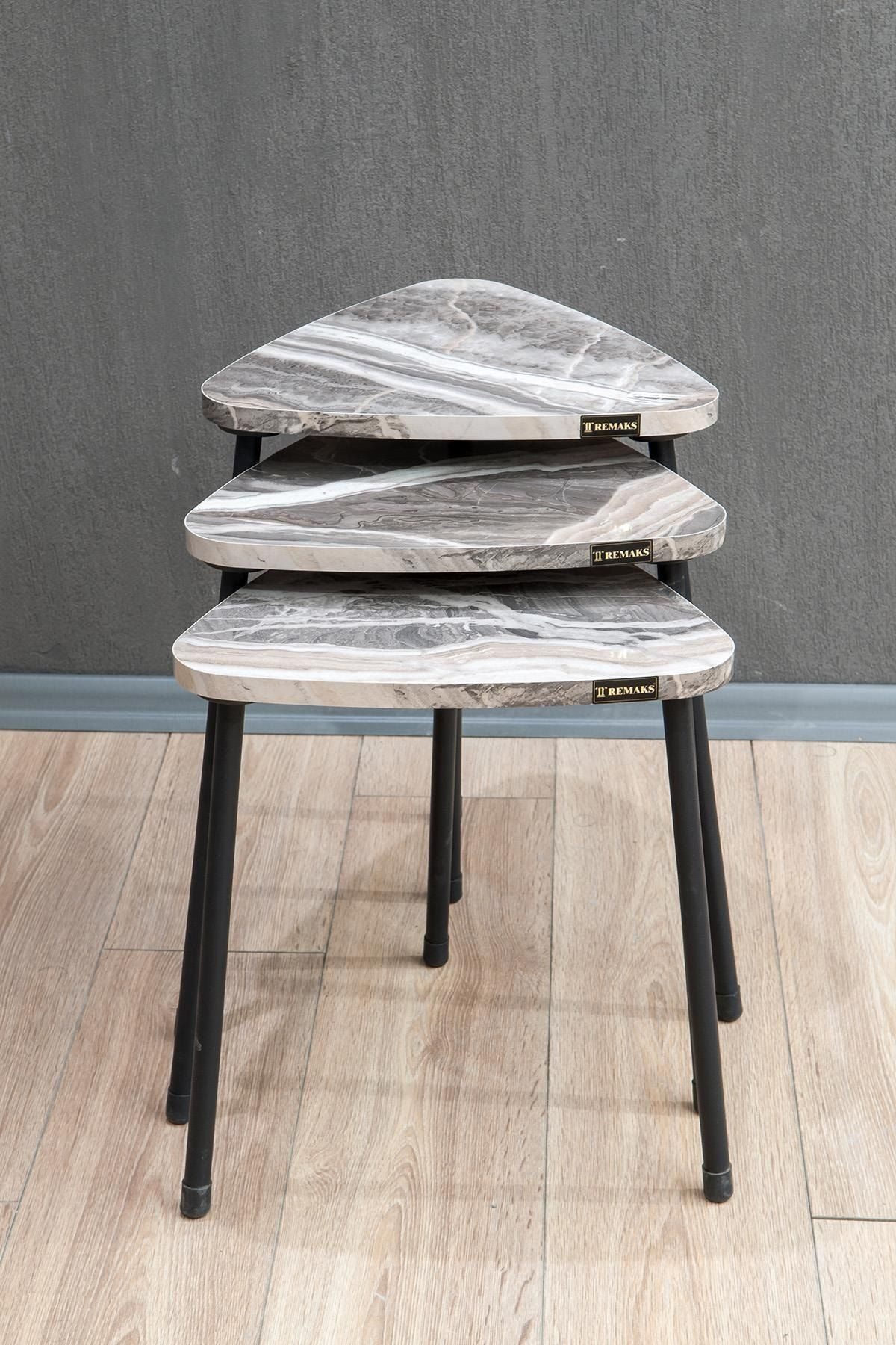 en.casa Couchtisch (3-St), 3er-Set Satztische, dreieckig 91330583