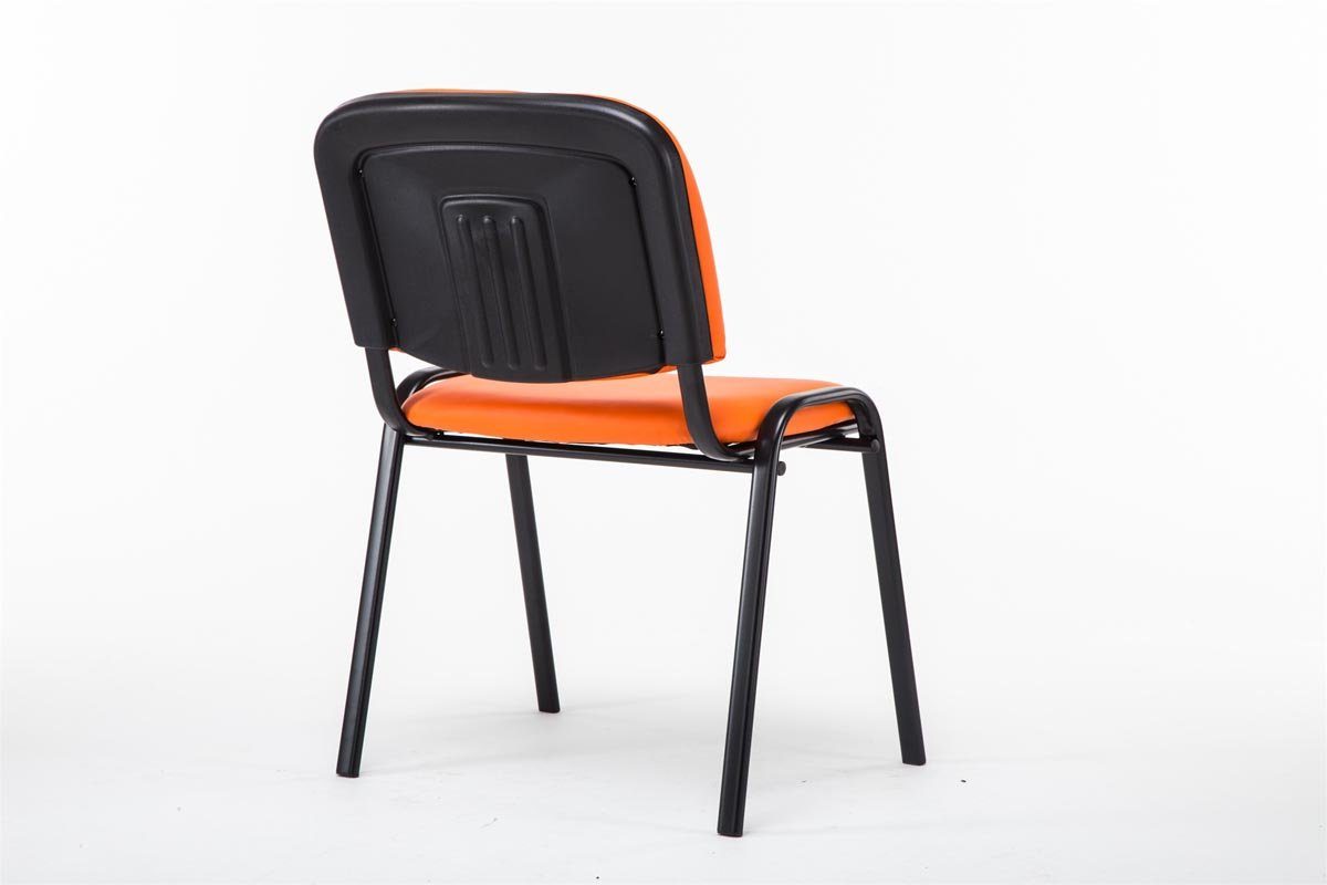 TPFLiving Besucherstuhl Keen Sitzfläche: Konferenzstuhl Messestuhl), - schwarz (Besprechungsstuhl Gestell: - Polsterung matt mit Warteraumstuhl - orange hochwertiger Metall Kunstleder 