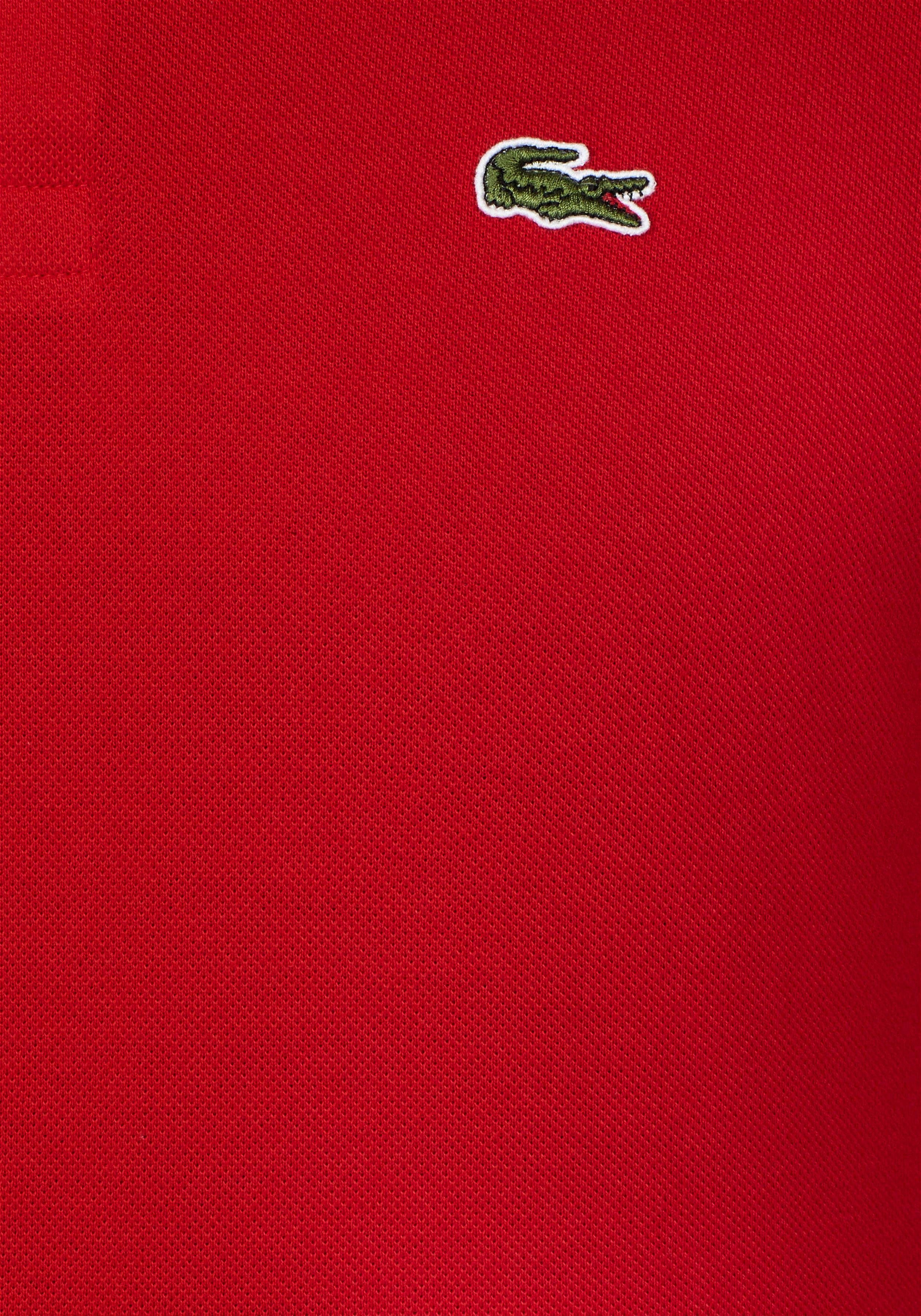 Poloshirt Knöpfen rot-knallrot in (1-tlg) Lacoste Perlmuttoptik mit
