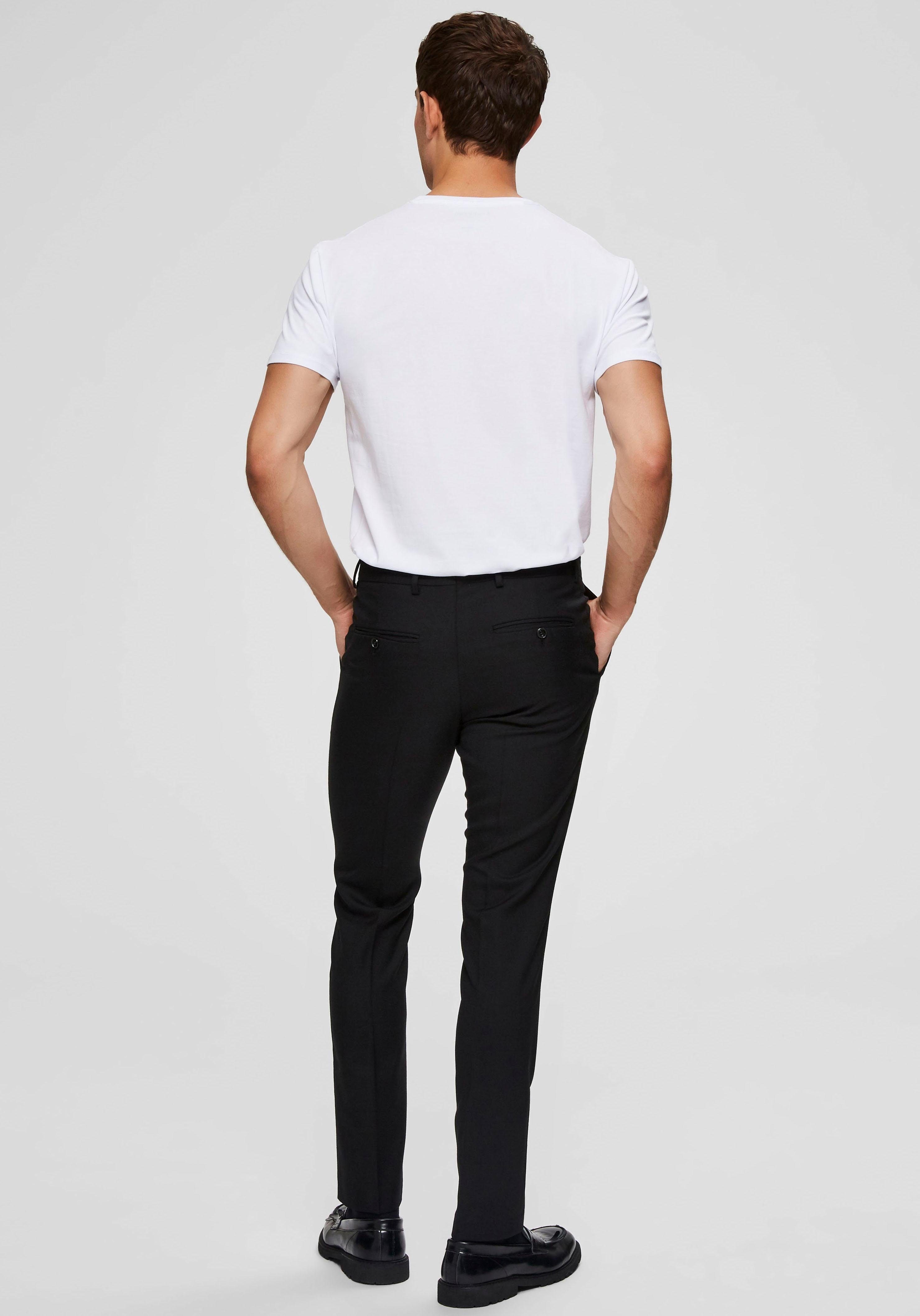 HOMME White Basic SELECTED Rundhalsshirt Bright T-Shirt
