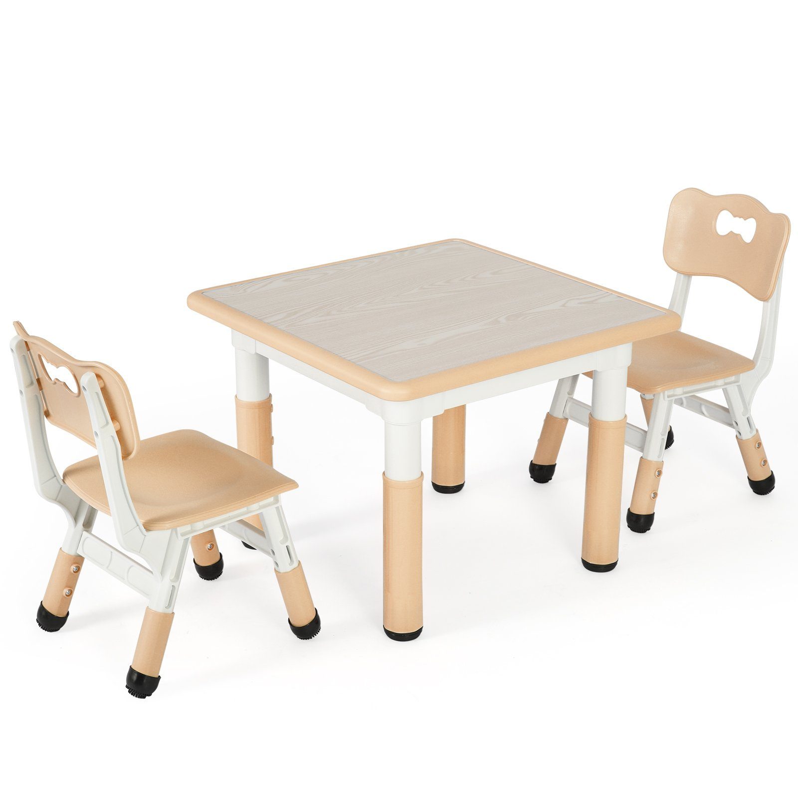 TLGREEN Kindersitzgruppe Kindertisch mit 2 Stühlen, (3-tlg), Kindermöbel  Plastik, Sitzgruppe Höhenverstellbar