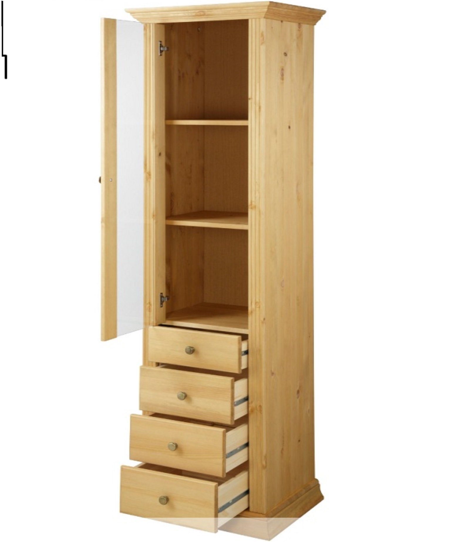 Clever-Moebel Wohnwand 5tlg. Wohnwand aus Kieferholz im Landhausstil TV Regal Schrank, (bestehend aus Vitrine, Lowboard, Hängeschrank, Wandregal 2er Set)