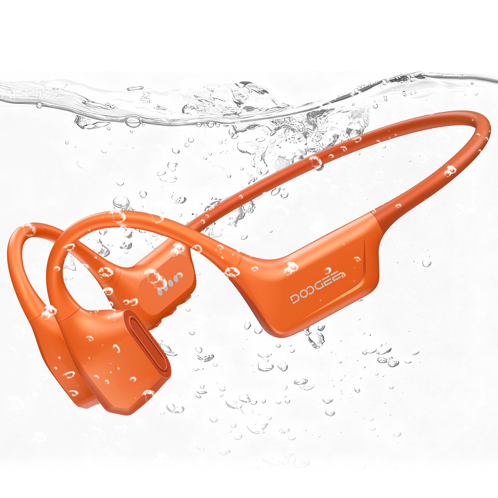 DOOGEE Knochenleitungskopfhörer IP68 Waterproof Swimming Headphones, 64GB MP3 Bluetooth-Kopfhörer (Bluetooth, Bluetooth 5.4, 10H Akku, Open Ear, Sport für Schwimmen & Laufen)