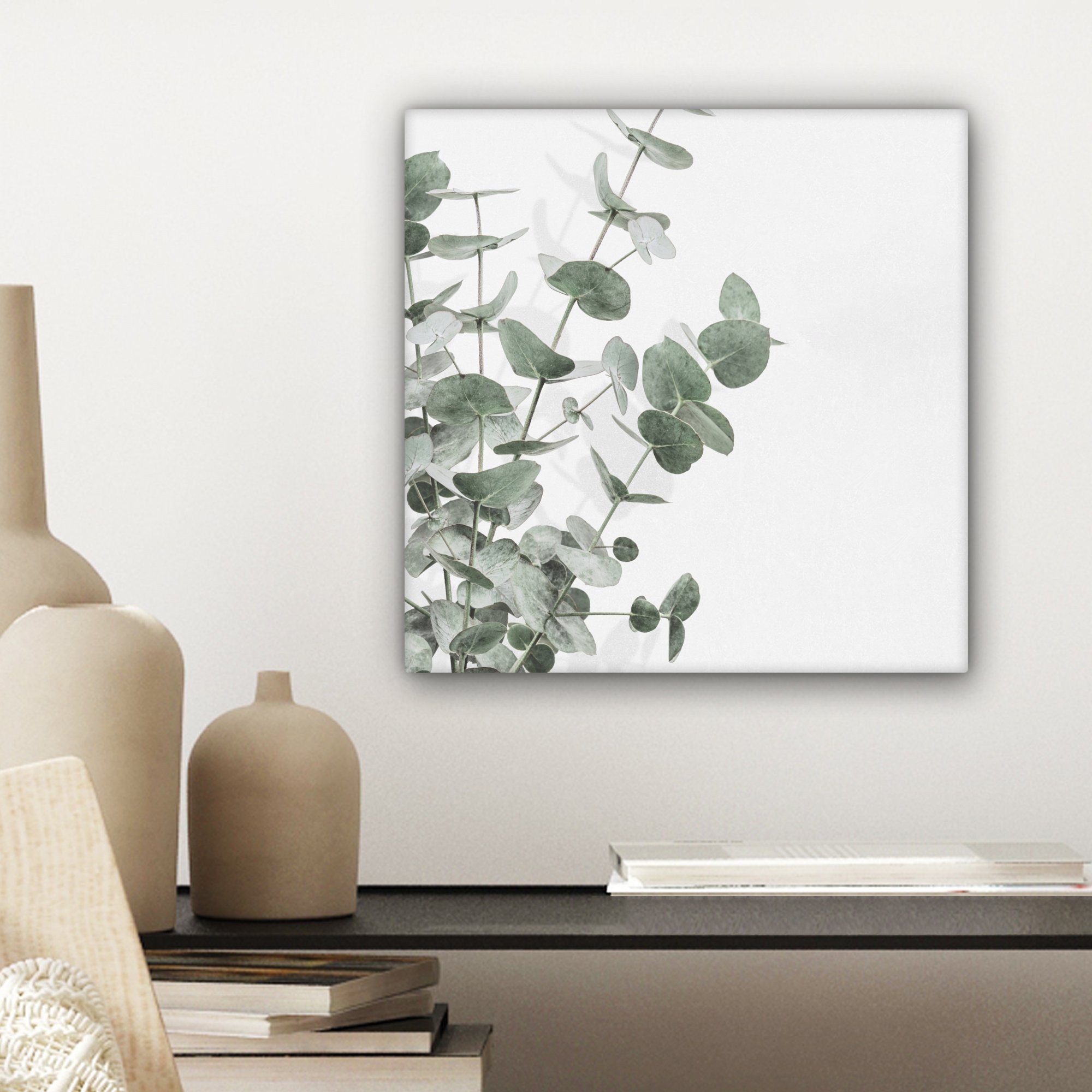 Bilder - 20x20 Natur Wohnzimmer (1 Leinwand St), cm Grün, Blätter Schlafzimmer, OneMillionCanvasses® - - Leinwandbild für Eukalyptus