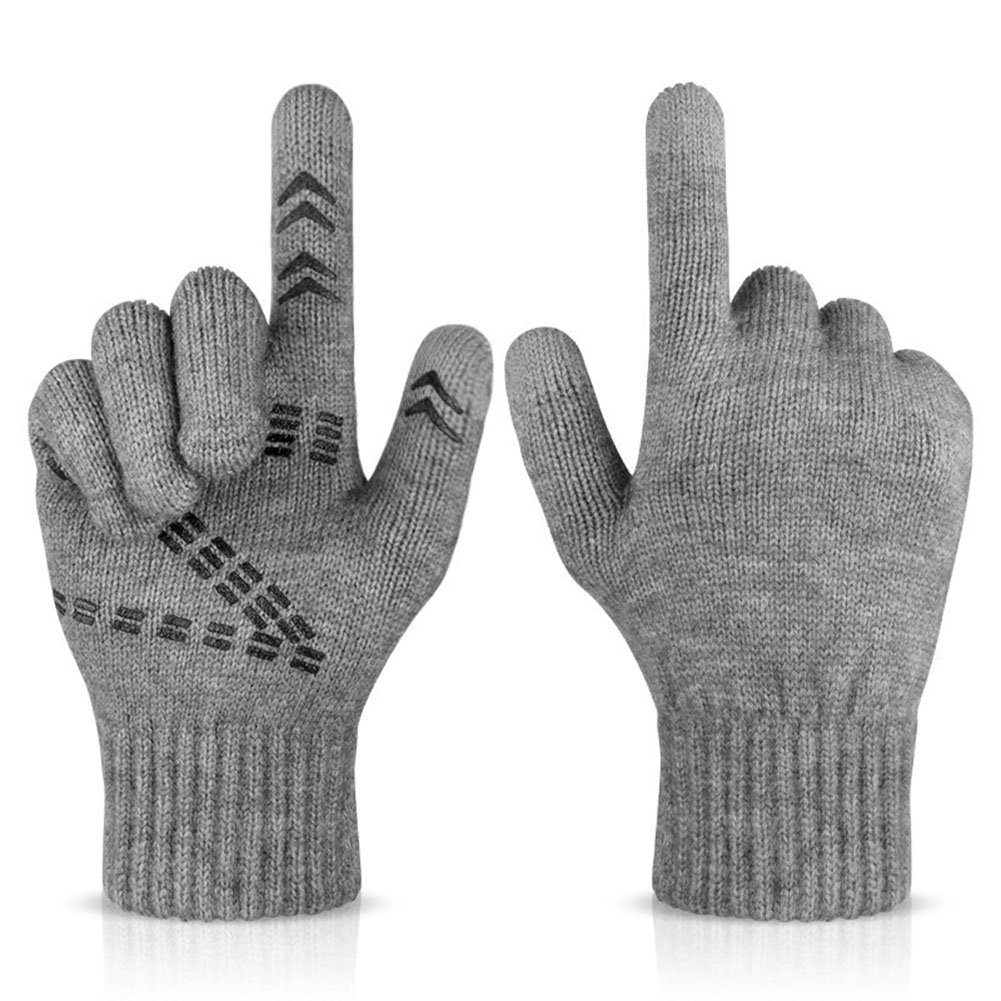 ManKle Strickhandschuhe Winter Grau Outdoor Handschuhe Winterhandschuhe Touchscreen Warme