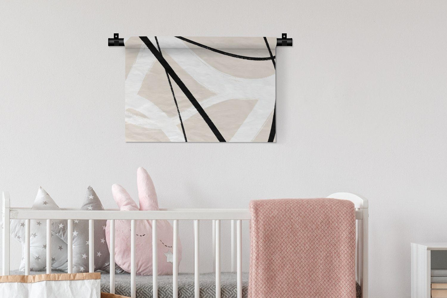 MuchoWow Wanddekoobjekt Wohnzimmer, Wanddeko - für Wandbehang, Schlafzimmer, Abstrakt Kinderzimmer Pastell, - Minimalismus - Linie Kleid