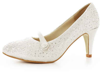 White Lady 824 perlenbesetzte Brautschuhe Туфлі