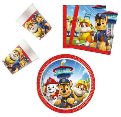 PAW PATROL Einweggeschirr-Set Paw Patrol Chase Geburtstag Deko Set 36tlg. Partyset (36-tlg), 8 Personen