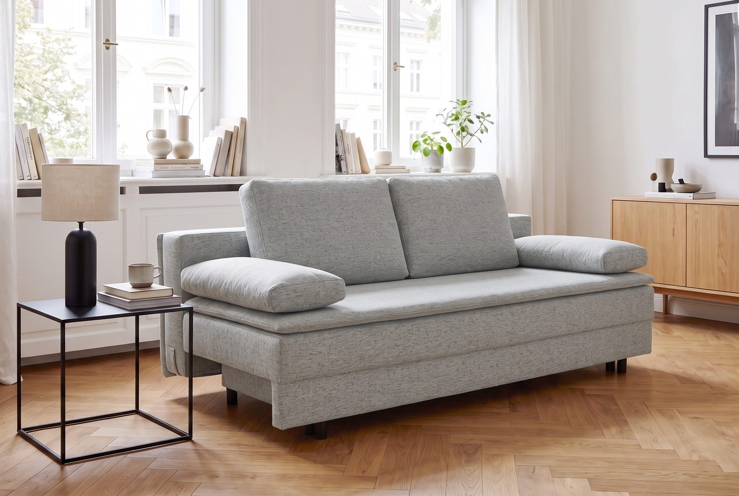 OTTO home Schlafsofa JANNIKO Feinstruktur, Breite: 193 cm, Liegefläche 124x193 cm, mit Bettfunktion & Bettkasten