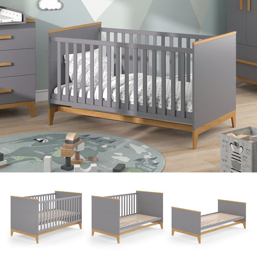 VitaliSpa® Babybett Malia, Grau/Eiche, 70x140 cm günstig online kaufen