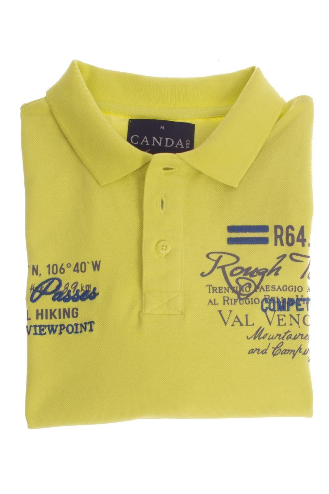 canda Poloshirt Canda Poloshirt Herren Baumwolle Kurzarm Gelb mit Print Gelb M (Einzelartikel, 1-tlg., Poloshirt) Poloshirt Herren Baumwolle bequem Print – Bild 4 von 5