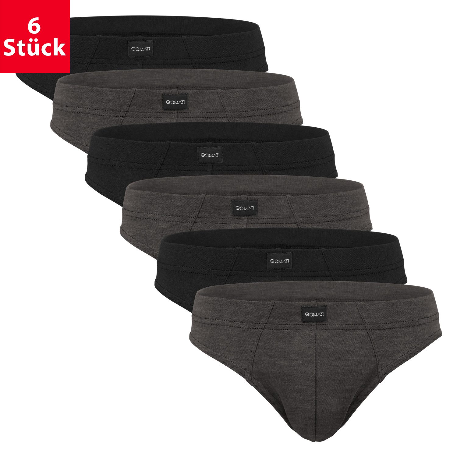 Gomati Slip 6er Pack Herren Jersey Slips Baumwoll Unterhosen