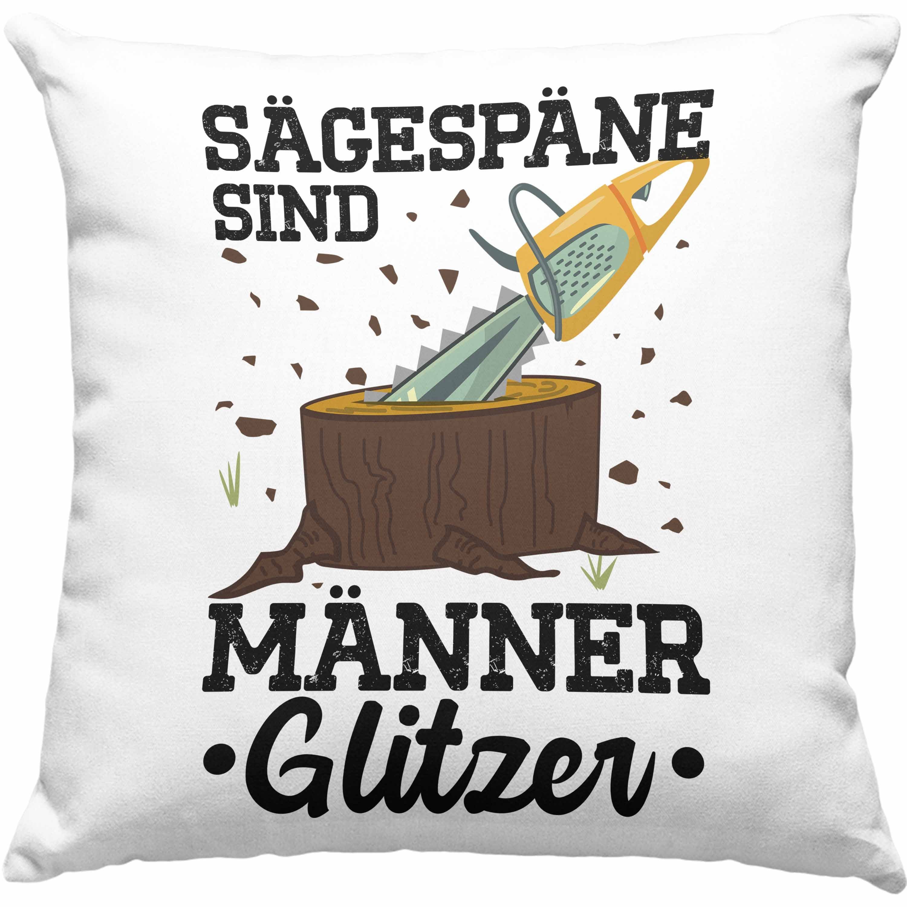 Forstwirt Geschenk Waldarbeiter Dekokissen - Trendation Spruch Grau Kissen Trendation für Männer-Glitzer Förster Baumfäller Dekokissen Männer Holzfäller 40x40 Füllung mit Geschenkidee