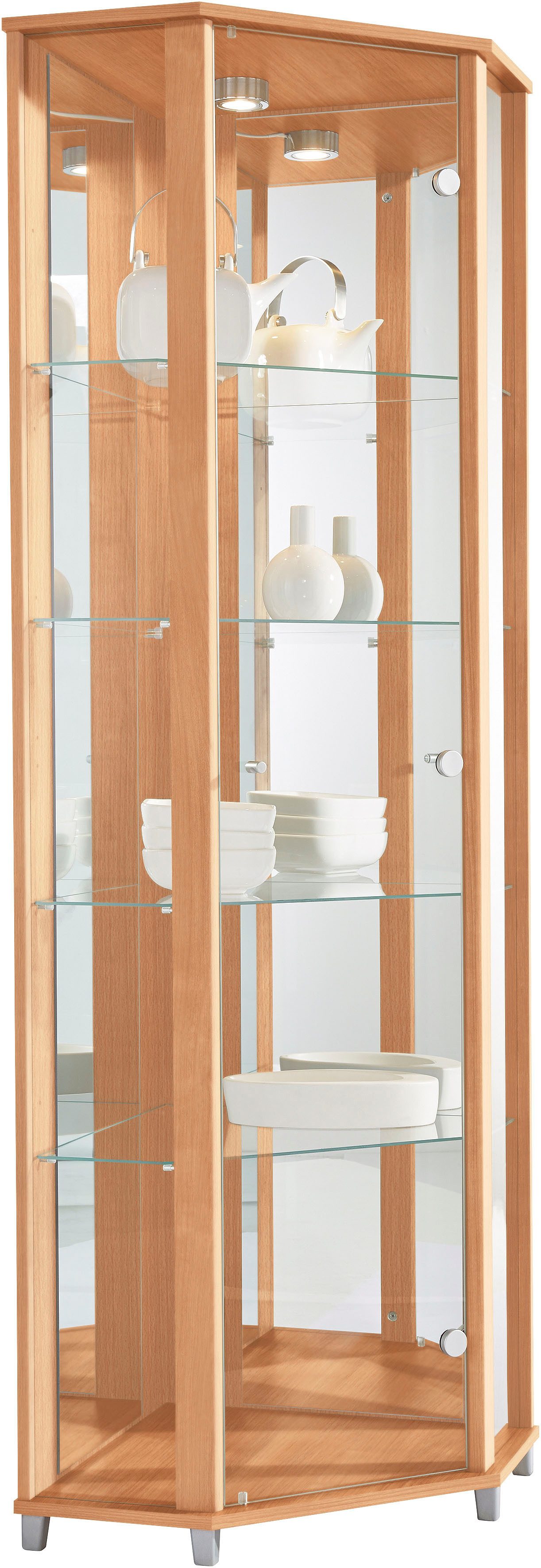 fif möbel Eckvitrine TRIO Höhe ca. 172 cm, ink. Beleuchtung Eckvitrine/Glasvitrine 1x Glastür, perfekt für Sammler, Sammlervitrine