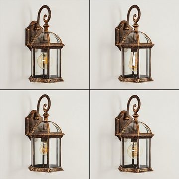 hofstein Außen-Wandleuchte »Martinengo« Außenleuchte aus Metall/Glas in Goldfarben/Schwarz/Klar, ohne Leuchtmittel, Wandlampe im Vintage Design E27, IP23