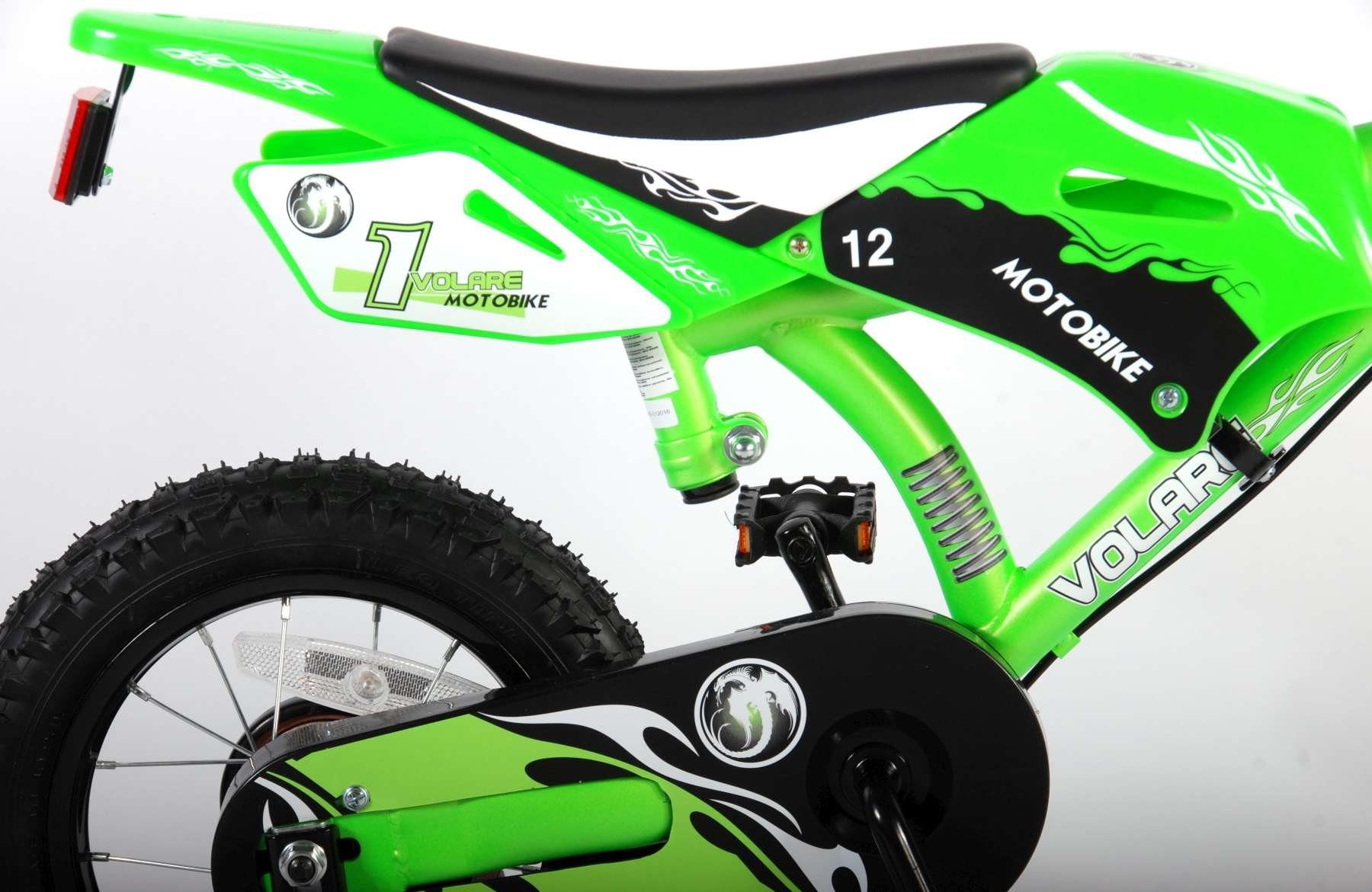 LeNoSa 12 Motorrad (2x Kinderfahrrad Handbremse) Zoll-Grün für Orange Jungen-Mädchen-Fahrrad Grün & Cross Kinder