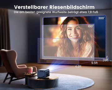 WiMiUS K9 Full HD 1080P Beamer (25000 lm, 2600:1, 3840 x 2160 px, Autofokus/Trapezkorrektur, 60 Hz, Bluetooth 5.2, Dolby-Audio)