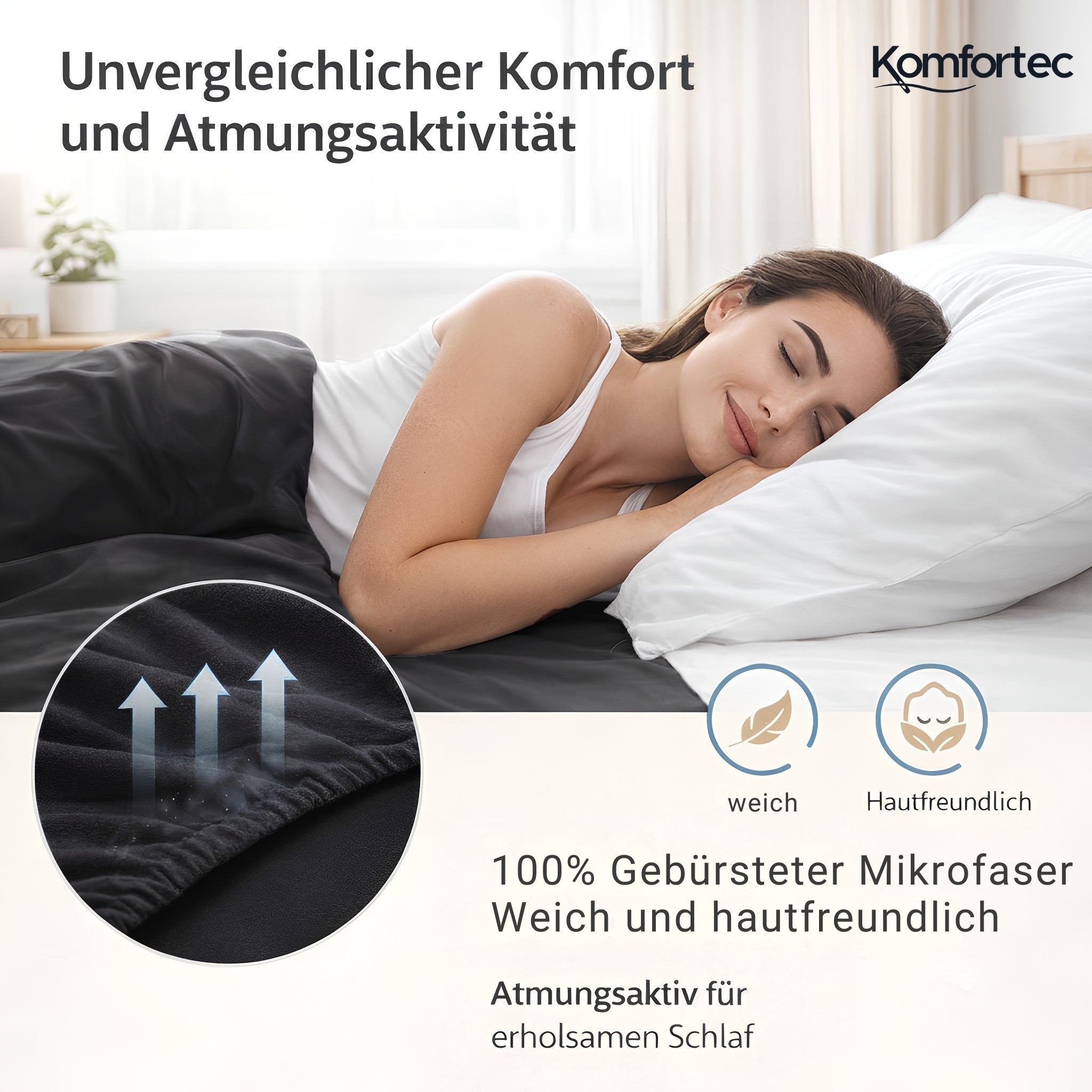 Komfortec Spannbettlaken Boxspringbett bis 15cm - 30cm Matratzenhöhe, Mikrofaser, Gummizug: Rundum, (2 Stück) – Bild 3 von 5