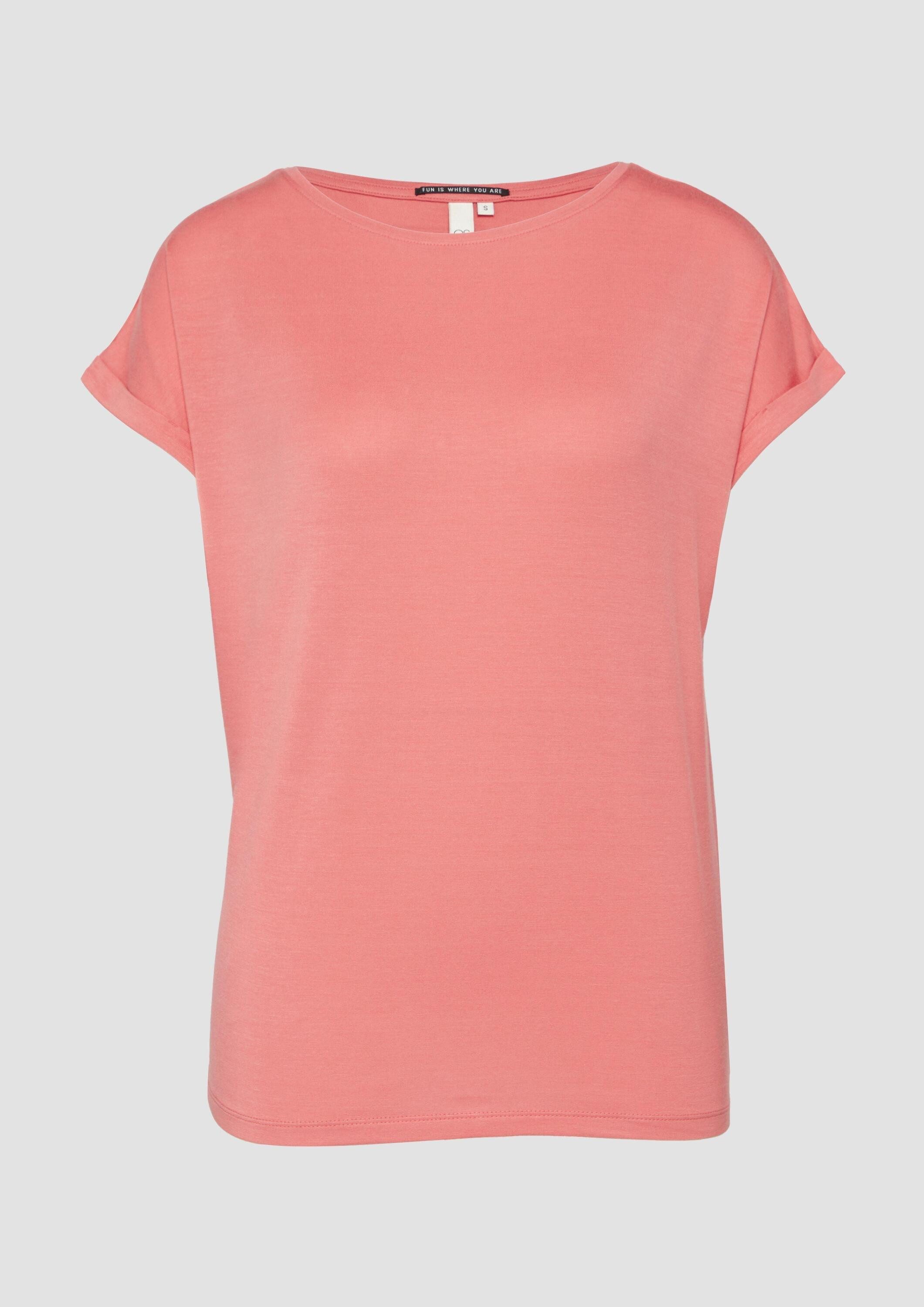 QS Kurzarmshirt T-Shirt Loose Fit-Shirt im Lyocellmix