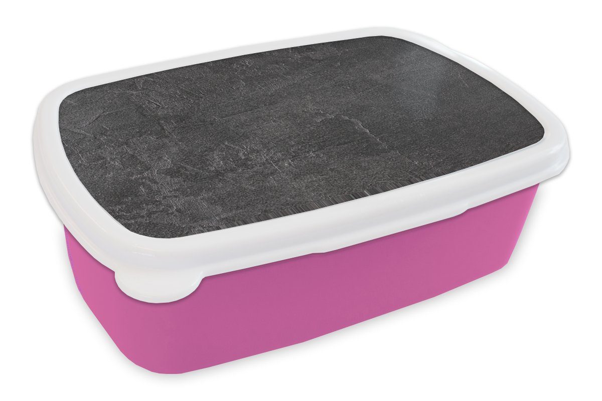 MuchoWow Lunchbox Schiefer - Beton - Naturstein - Grau - Industrie, Kunststoff, (2-tlg), Brotbox für Erwachsene, Brotdose Kinder, Snackbox, Mädchen, Kunststoff rosa
