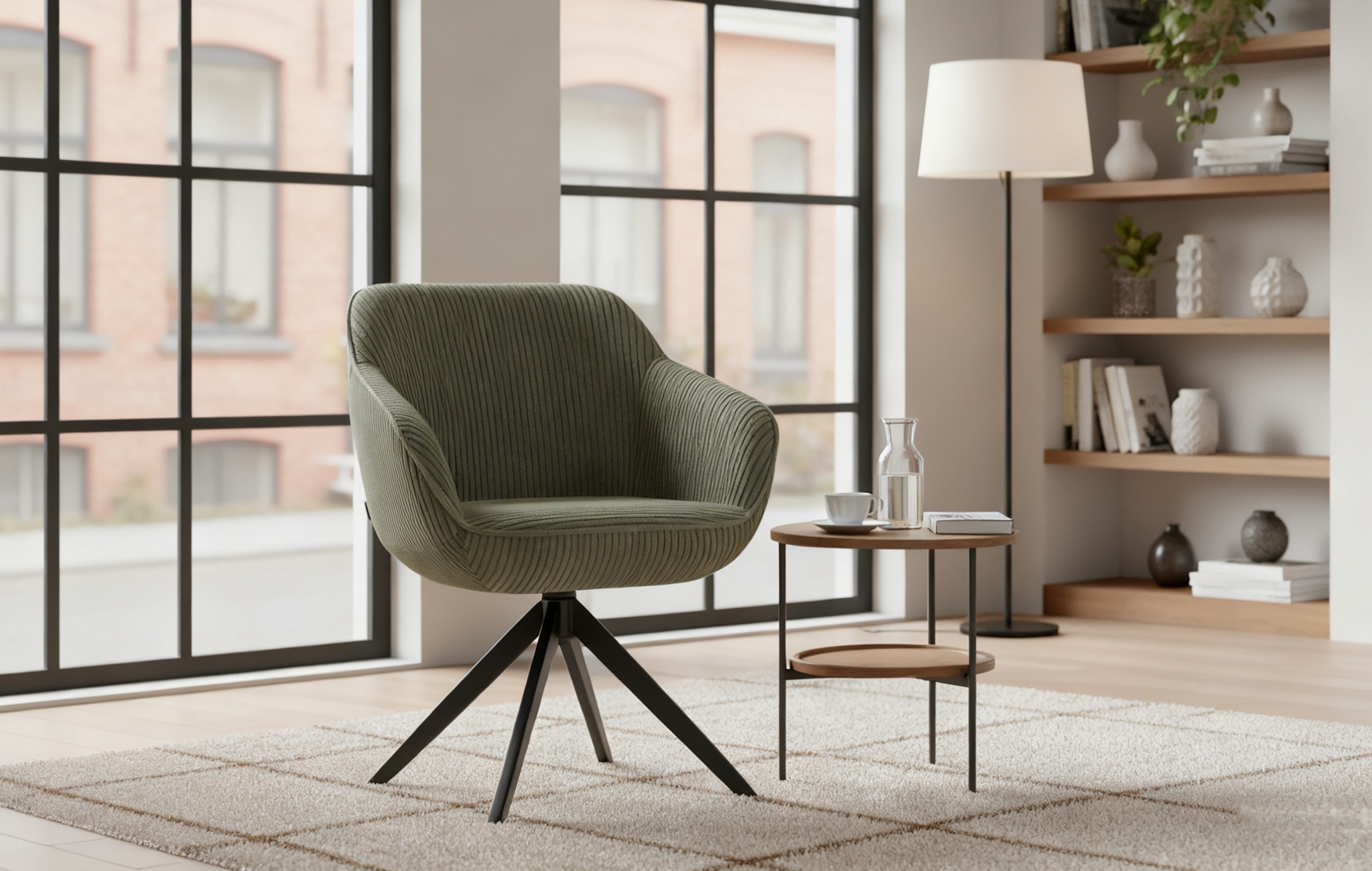 B&D home Polsterstuhl ARVIT (1 St), modern, drehbares Metallgestell, Cord, mit Armlehnen