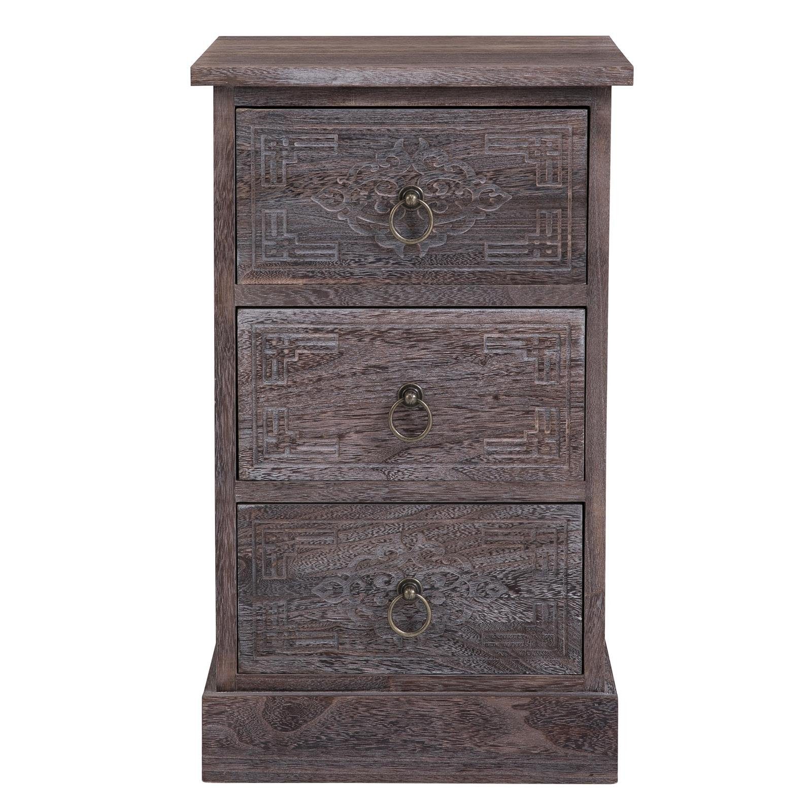 CARO-Möbel Nachtkommode ENZO, Nachttisch Nachtschrank für Boxspringbett Konsole Kommode Vintage Look