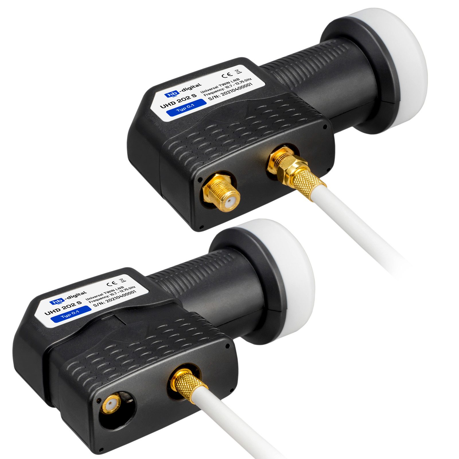 HB-DIGITAL LNB Twin für 2 Teilnehmer UHD 202 S LTE Filter wetterfest schwarz Universal-Single-LNB (für 2 Teilnehmer, Die vergoldeten F-Anschlüsse für noch besse – Bild 4 von 5