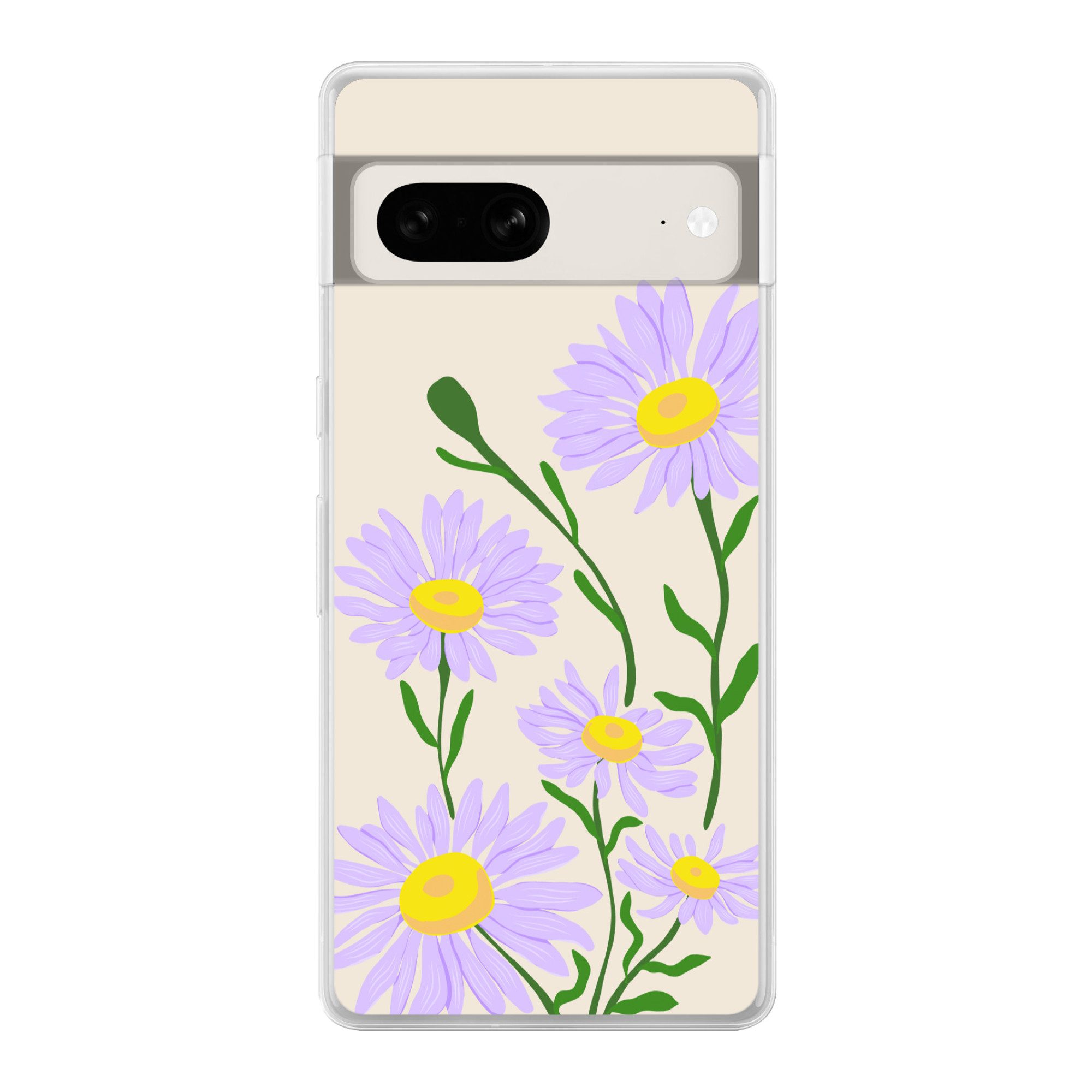 MuchoWow Handyhülle für Google Pixel 7 Blume - Lila - Minimalismus, Phone Case, Silikon, Schutzhülle Dünn