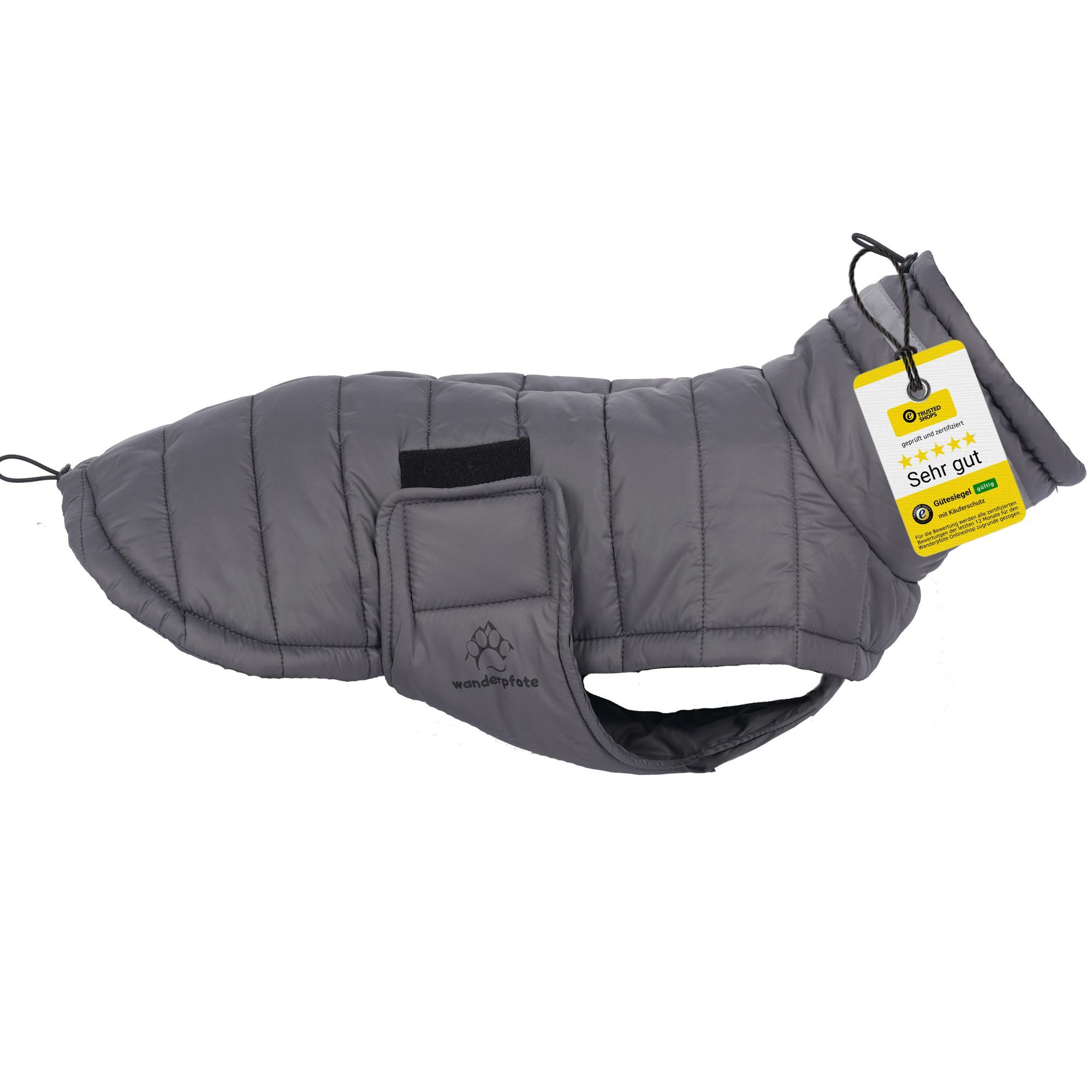 Wanderpfote Hundejacke in Grau, Verschieden Größen - Daunenjacke besonders Warm & Hochwertig