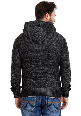 Cipo & Baxx Cardigan mit flauschiger Kapuze