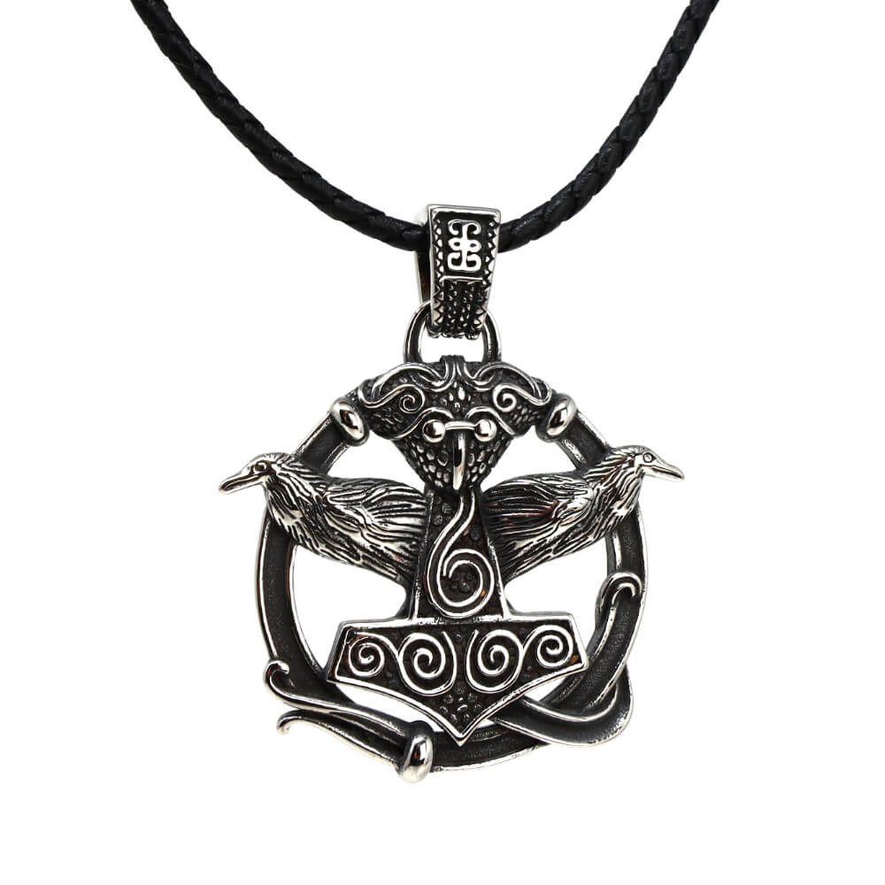 Kette mit Anhänger Lederkette Edelstahlkette 316L WIKINGER AMULETT
