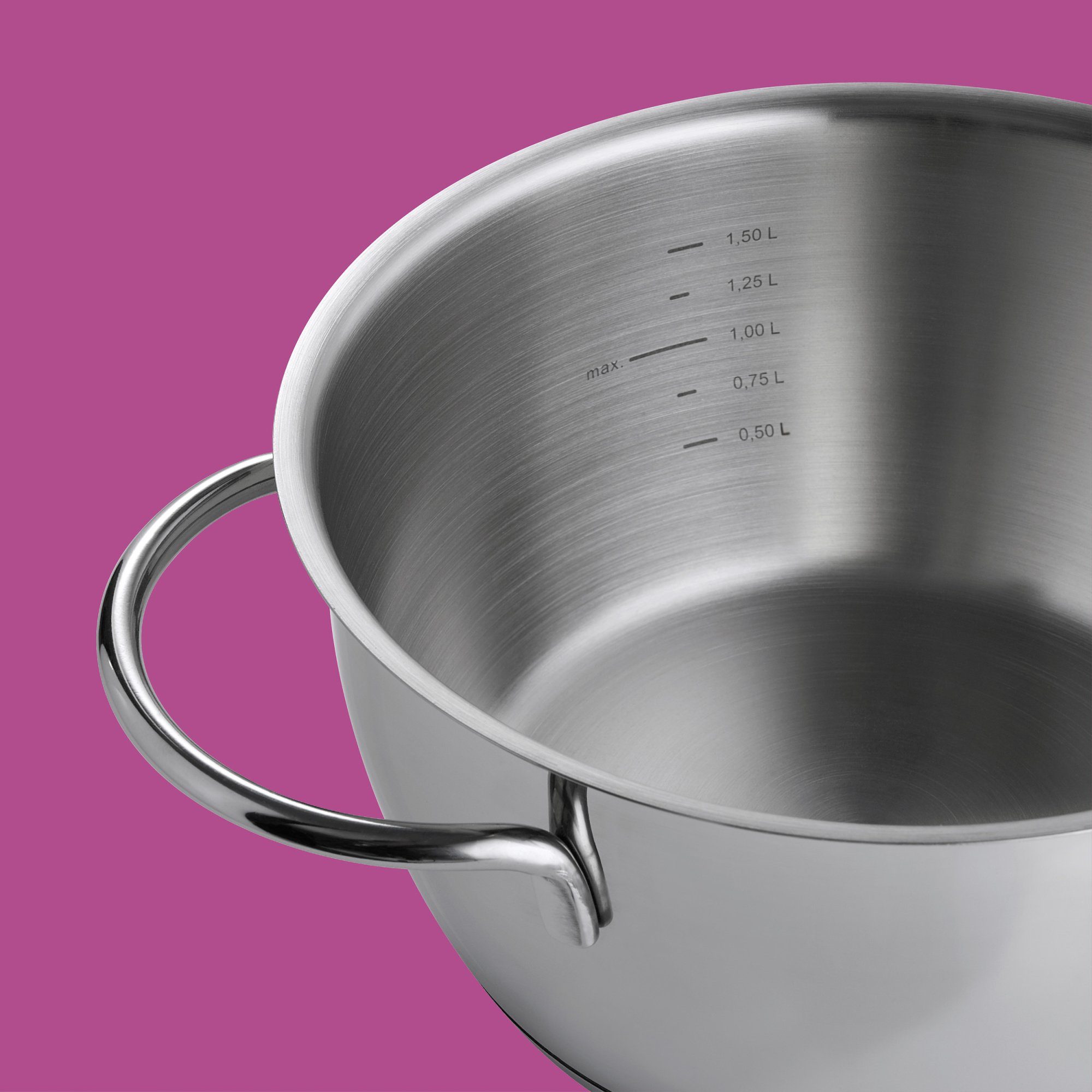 ROHE Germany Fonduetopf Fondue Fiona, Edelstahl 18/10 (Inklusive Topf, Gabeln, Brenner, 6 Fonduegabeln, Pastenbrenner), 6 Fonduegabeln mit Ziffern, Innenskalierung als Dosierhilfe