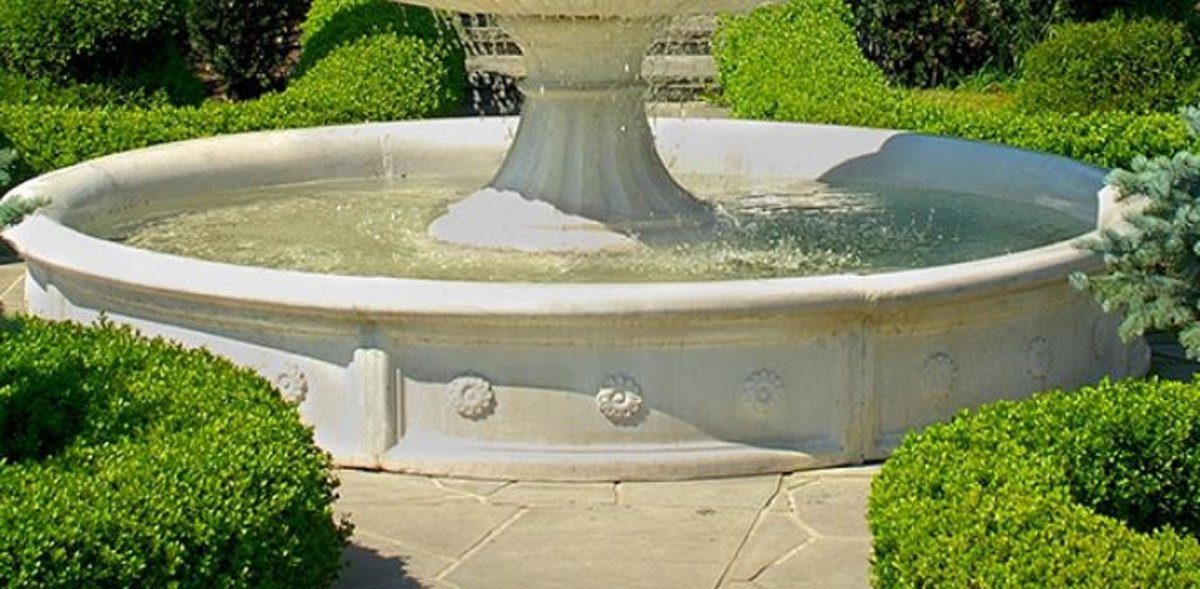 Gartendeko - Gartenbrunnen Weiß Casa Springbrunnen Prunkvolle 40 Ø Umrandung im - cm Umrandung Barockstil x Padrino Umrandung Gartenbrunnen H. Runde 265 Barock Brunnen -