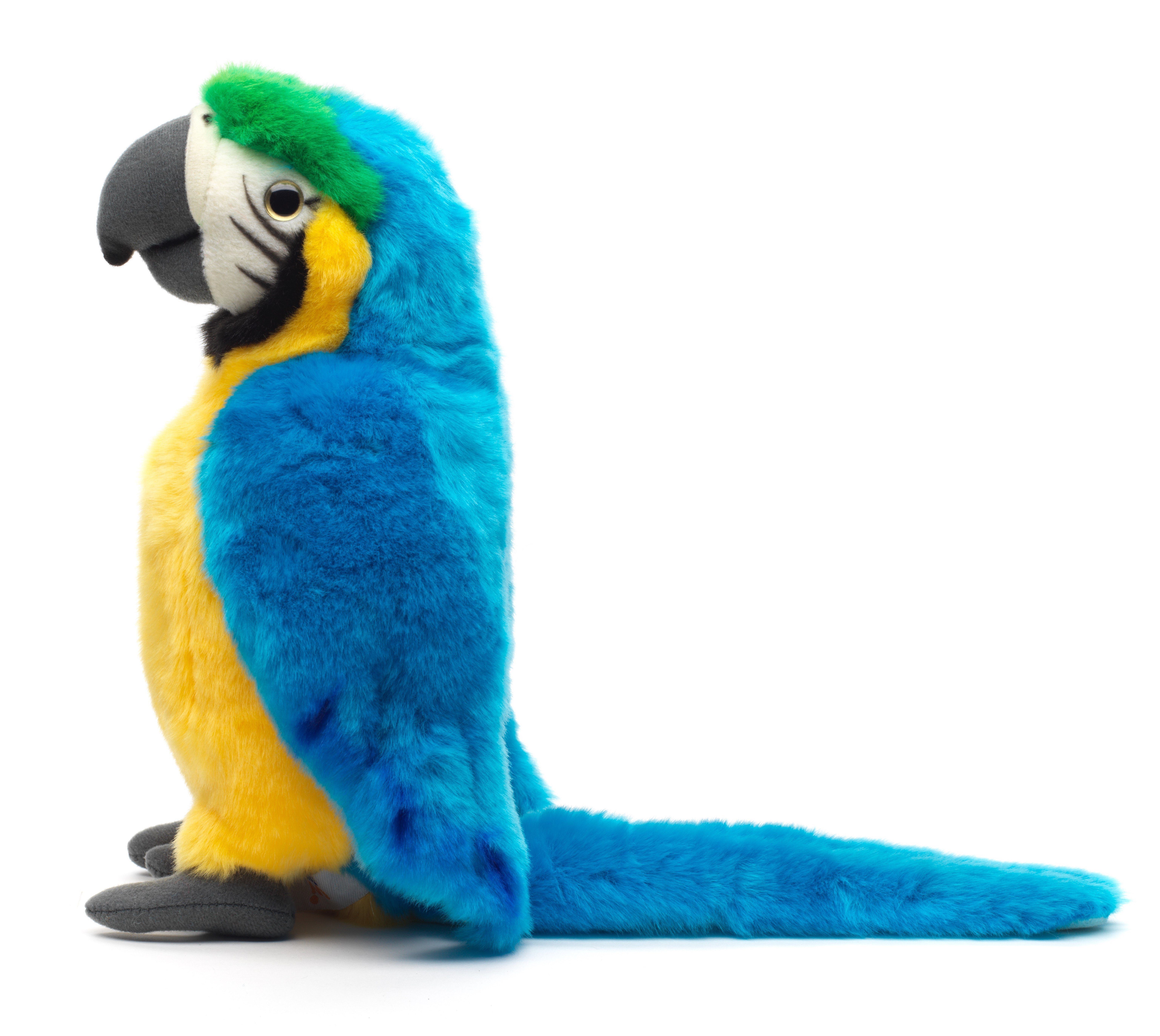 Plüschtier, Papagei Kuscheltier 28 recyceltes cm - Plüsch-Vogel - blau Füllmaterial oder rot (Höhe) 100 - Uni-Toys zu % -