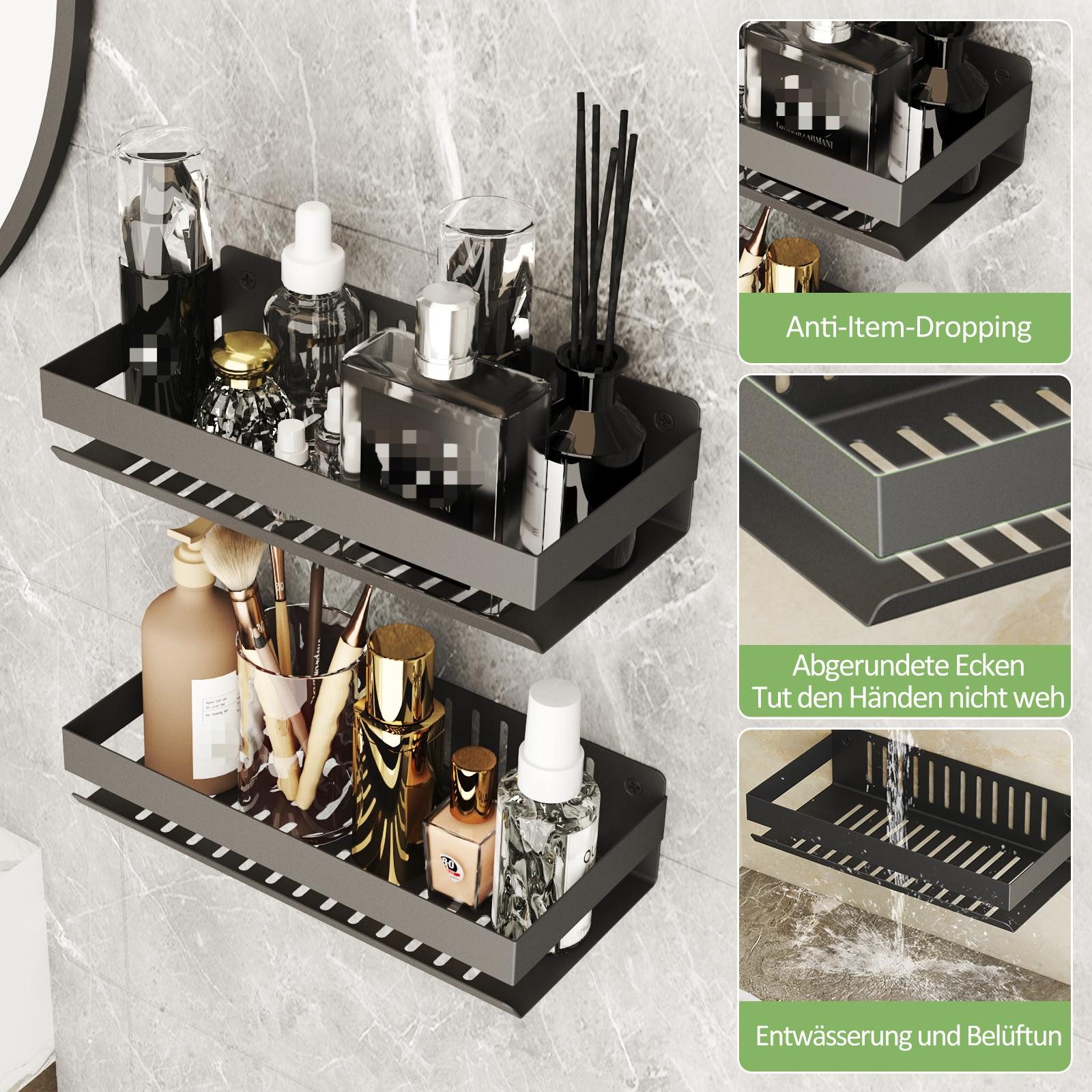 Boromal Duschablage Schwarz Duschregal 2 Stück günstig online kaufen