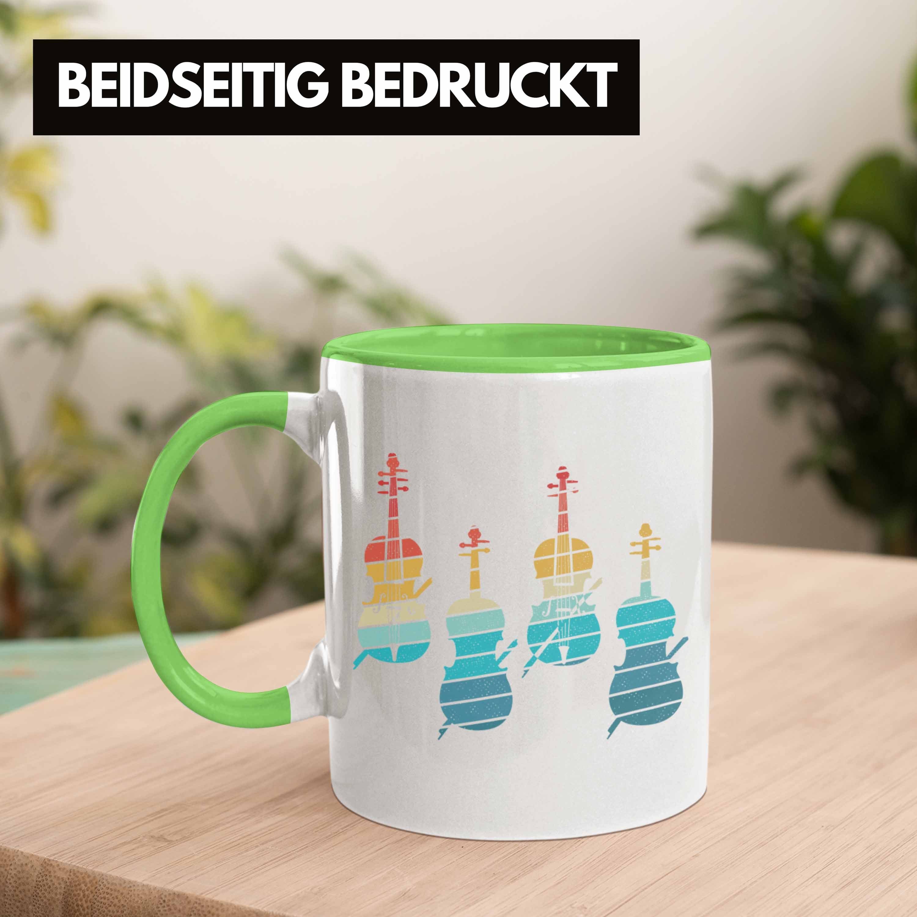 Trendation Kaffee-Becher Tasse Graf Geigenspielerin Geigen Grün Tasse Geigenspieler Geschenk