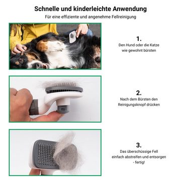 FinoPet Fellbürste Hundebürste/Katzenbürste mit automatischer Selbstreinigungsknopf, (1-tlg), Für alle Felltypen mit automatischer Selbstreinigungsknopf, Zupfbürste