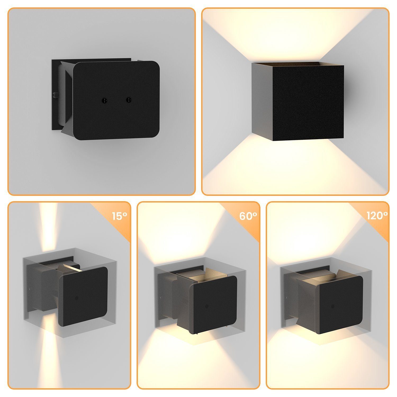 ZMH LED Wandleuchte Aussen - Up Down Außenwandleuchten Schwarz 5W Treppenha günstig online kaufen
