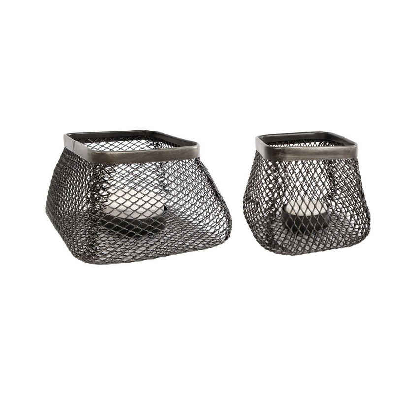 Macosa Home Teelichthalter Kerzenhalter Teelicht-Halter Kerzenständer schwarz (2er Set, 2 St), Tisch-Dekoration industrial modern Draht