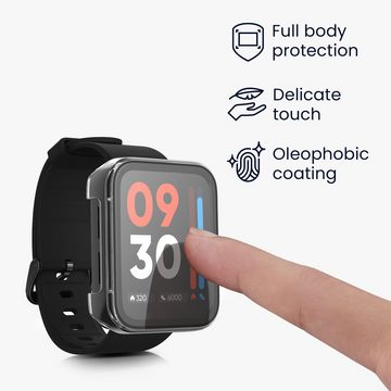 kwmobile Smartwatch-Hülle 2x Hülle für Realme Watch 3, Fullbody Fitnesstracker Glas Cover Case Schutzhülle Set