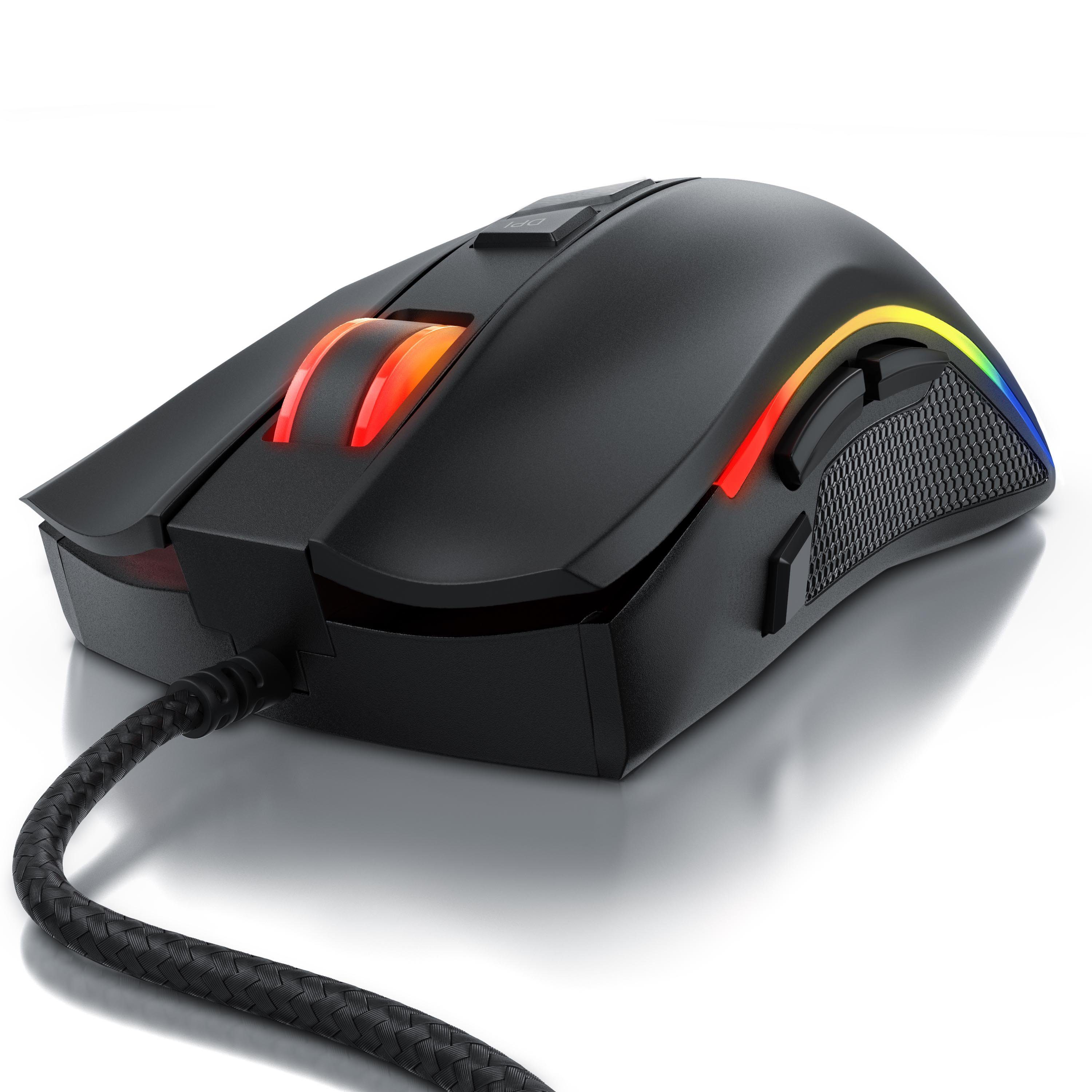 Titanwolf 2 austauschbaren Seitenteilen WING, 12 Benutzerprofile / 5000 dpi Gaming-Maus (kabelgebunden, 1000 dpi, anpassbar für jede Griffart, präziser Sensor, ergonomisches Design)