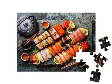 puzzleYOU Puzzle Sushi-Set Nigiri und Sushi-Rollen mit Tee, 48 Puzzleteile, puzzleYOU-Kollektionen Sushi