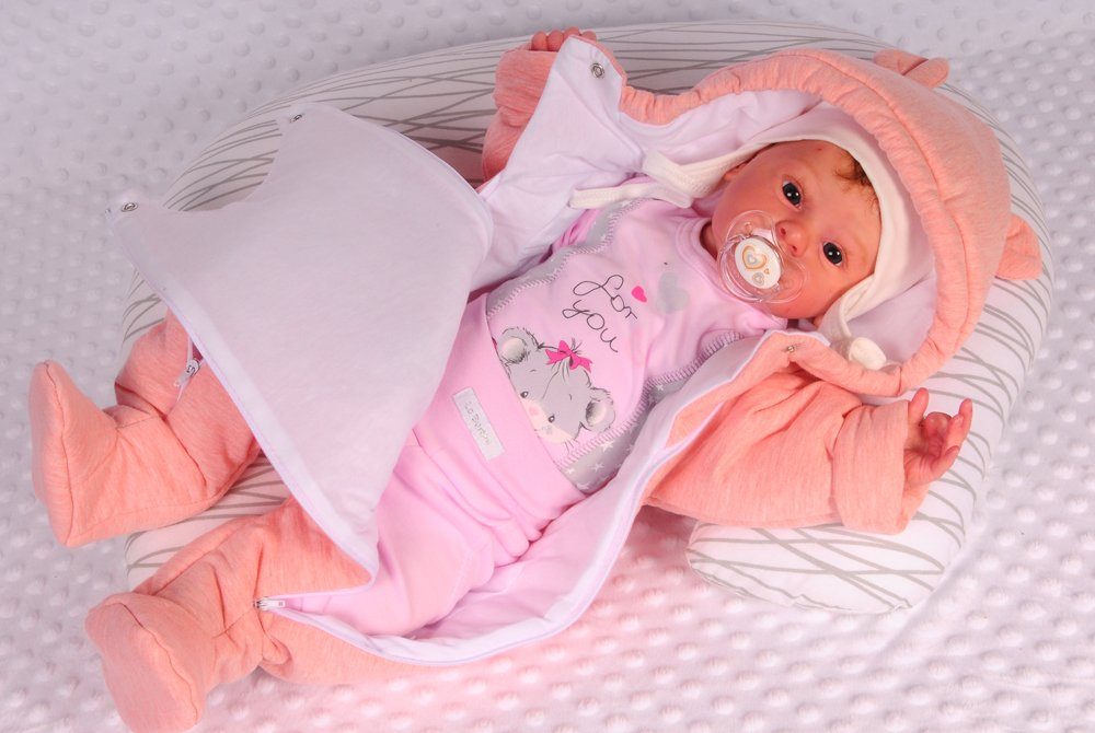 La Bortini Schneeoverall Baby Overall Wagenanzug mit Katze Übergangsoverall aus Baumwolle, gefüllt, 44 50 56 62 68 74 – Bild 4 von 5