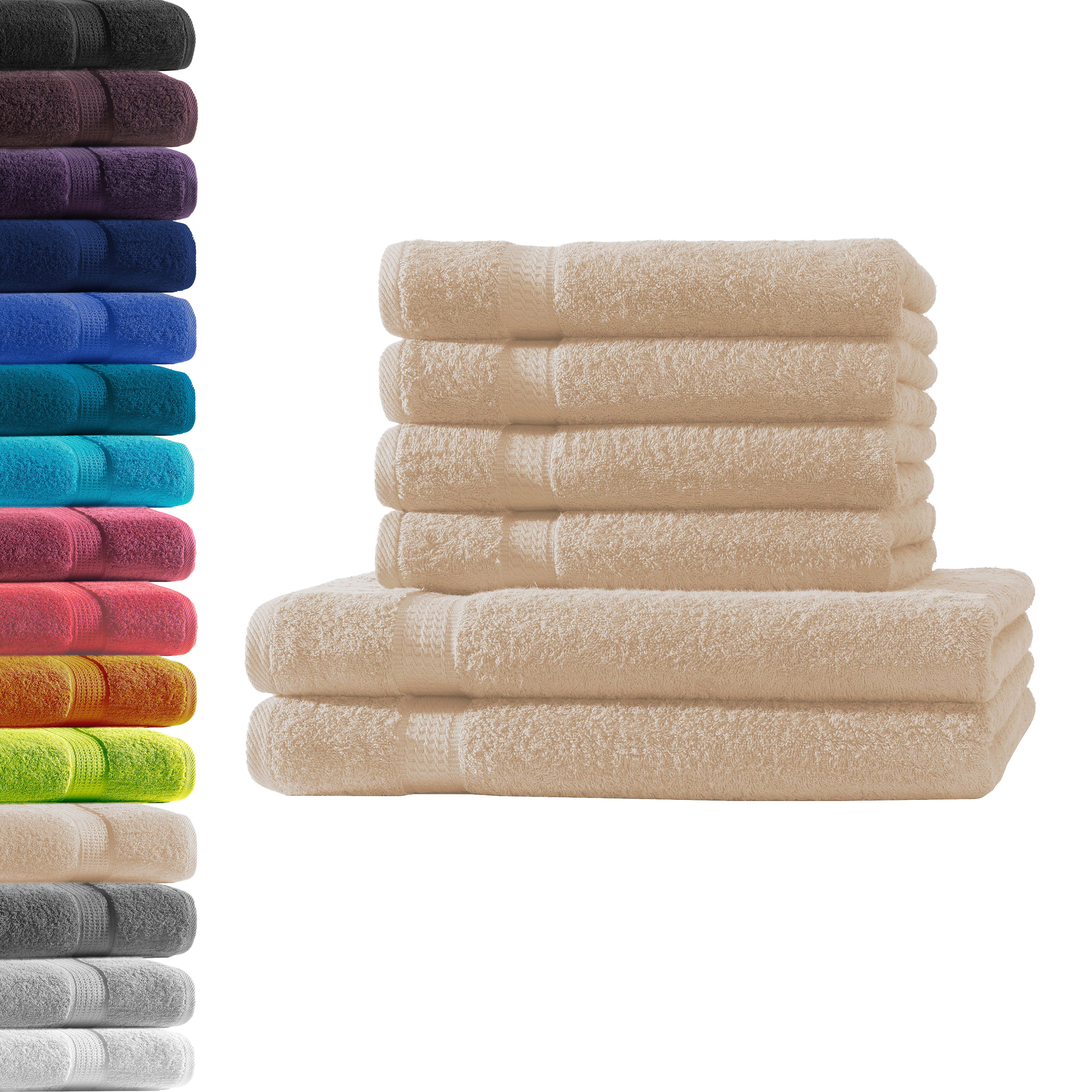 Hometex Premium Textiles Handtuch in Premium Qualität 500 g/m², Feinster Frottier-Stoff 100% Baumwolle, 2x Duschtuch + 4x Handtuch, weich, saugfähig, extra schwer & flauschig
