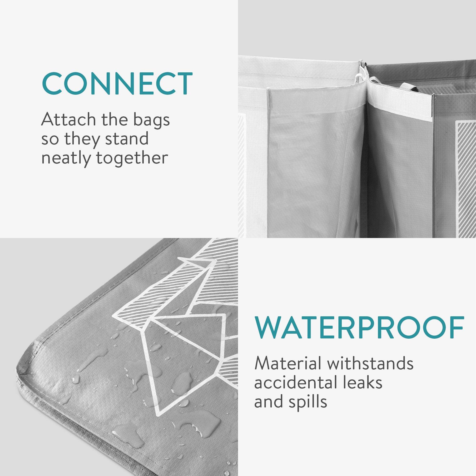 und Papier Recycling Taschen 3er Glas, Mülltrennsystem Navaris Plastik für Set Müllsortierer -