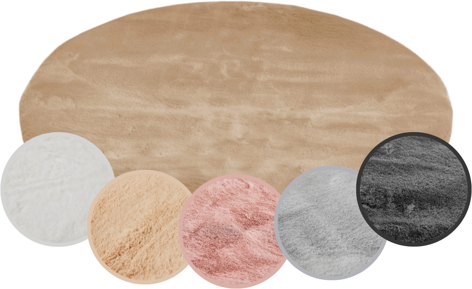 my home Hochflor-Teppich Lugano, rund, Höhe: günstig online kaufen