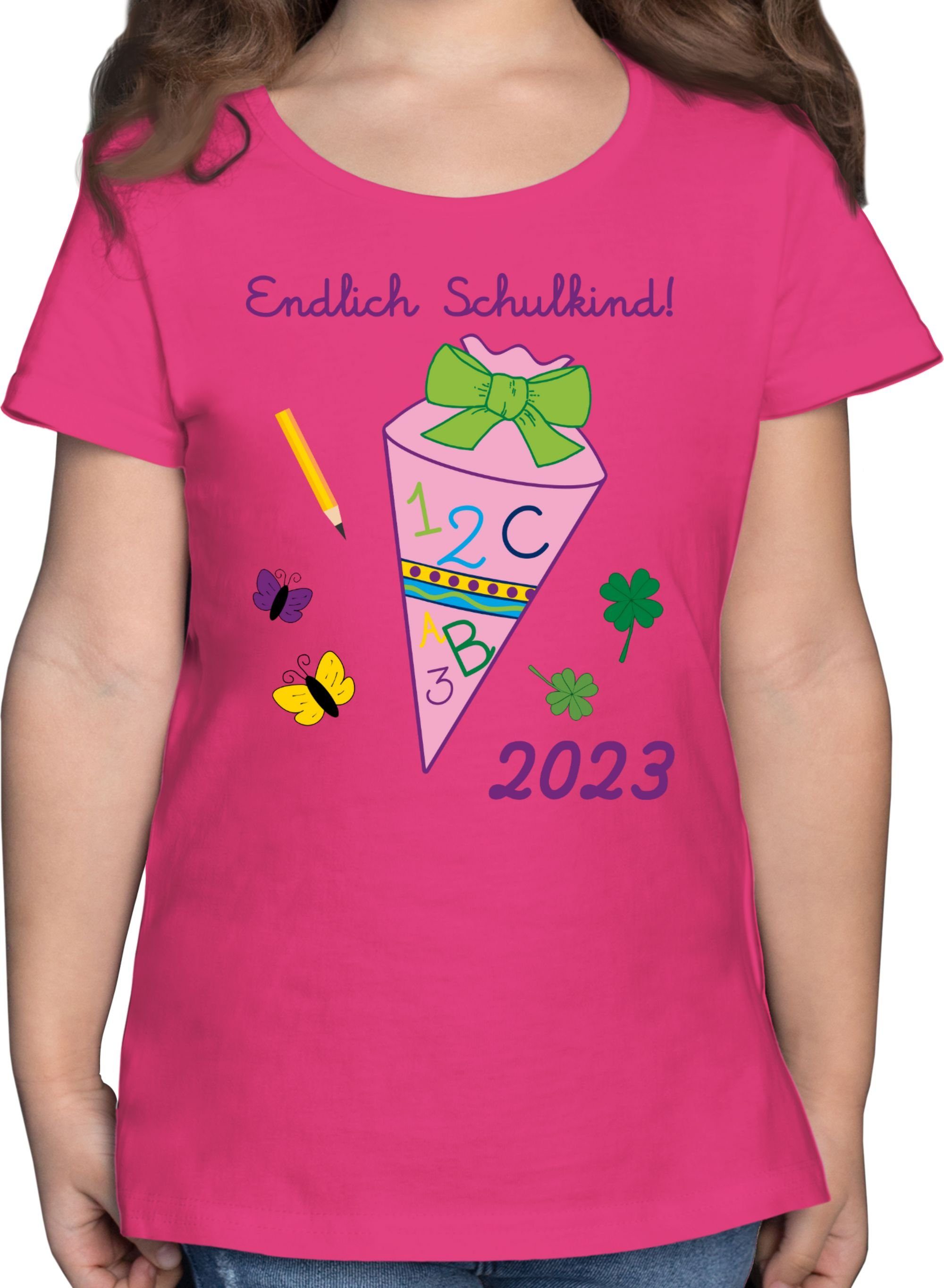 Shirtracer T-Shirt Mädchen Endlich Schulkind Einschulung 2023 Fuchsia 1 Mädchen