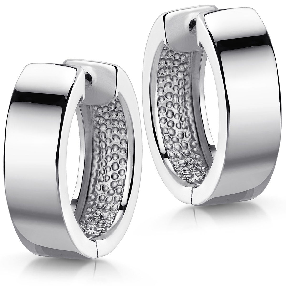 Materia Paar Creolen Damen Silber breit Ø18mm SO-376, 925 Sterling Silber, rhodiniert