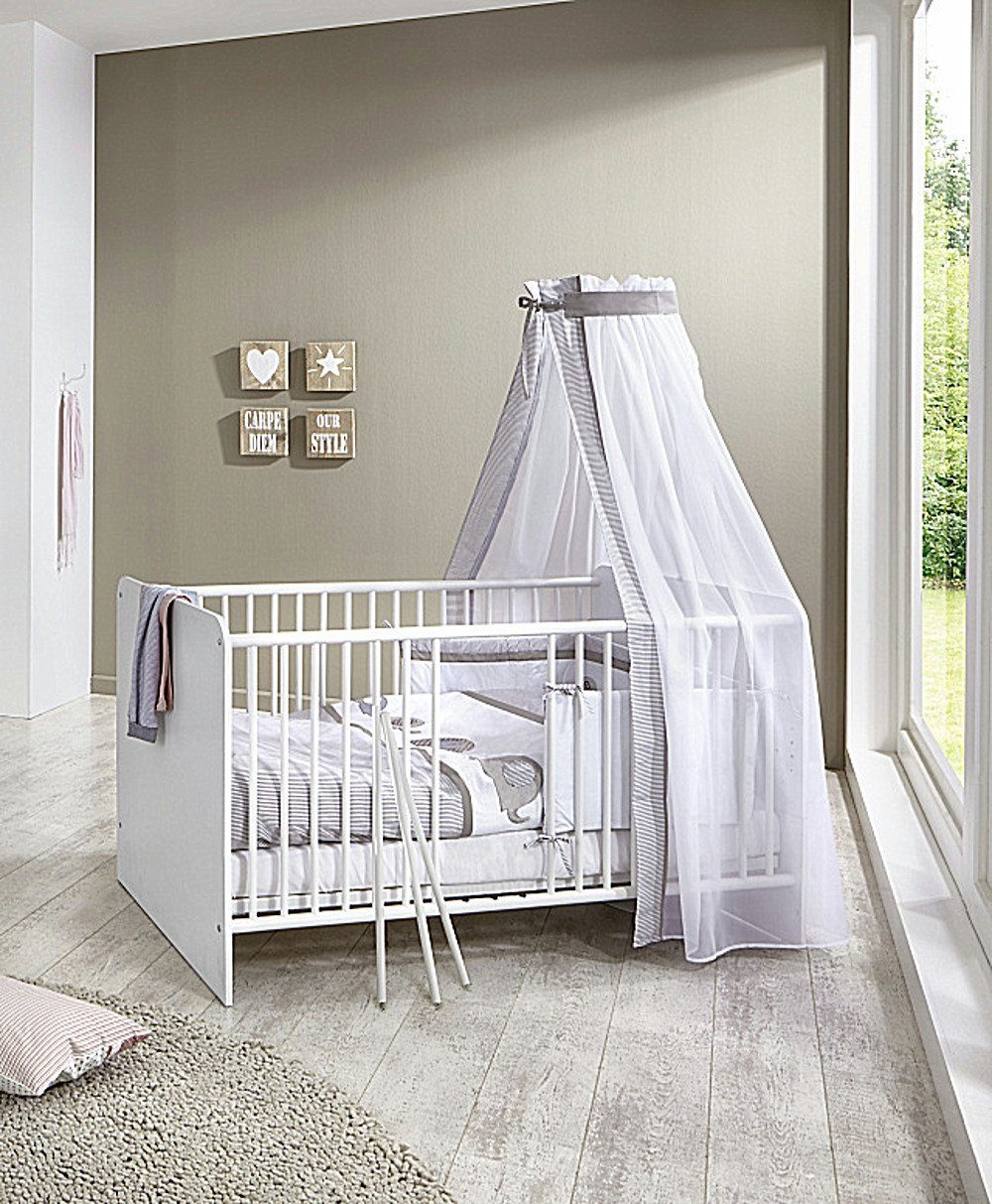 moebel-dich-auf Babyzimmer-Komplettset KIM Babybett, (Babyzimmer Kinderzimmer Babybett, Babybett + Lattenrost), optional mit Matratze und Umbauseiten-Set