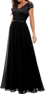 ZWY Abendkleid Kleid, Damen V-Ausschnitt Sieben-teilige Ärmel Spitze gespleißt Chiffon solide Farbe formale Kleider